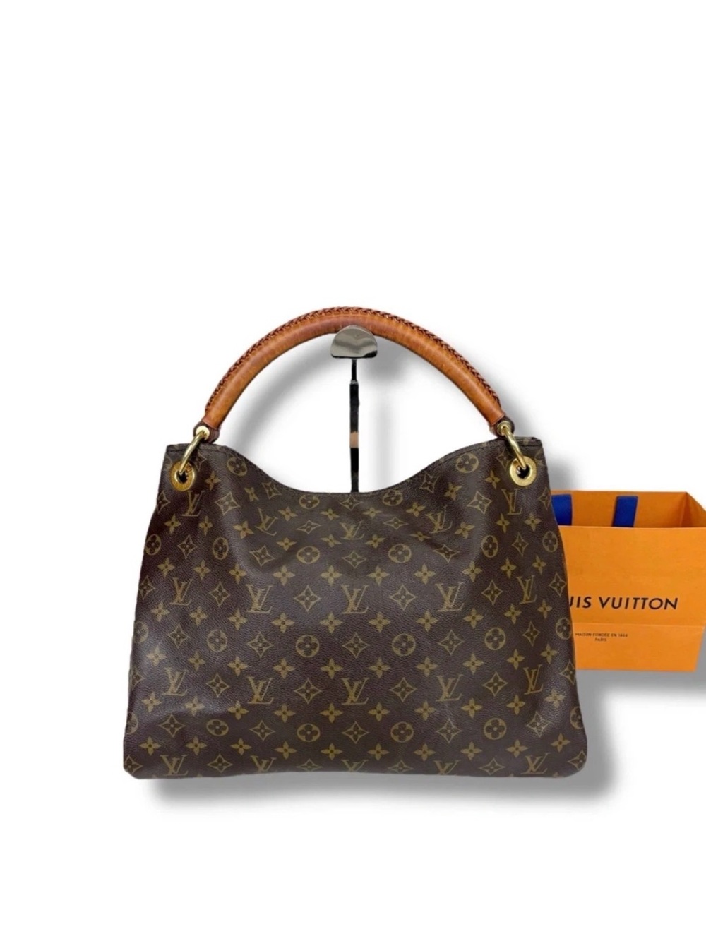 Louis Vuitton Brown Monogram Canvas Hobo Shoulder Bag with Tan Handle